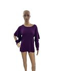 Cabi Women’s Size Medium Peek Violet Purple Flounce Sleeve Sweater Top