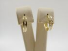 REAL 10K SOLID YELLOW GOLD 13MM PRONG SETTING HUGGIE HOOP EARRING