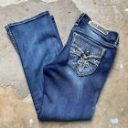 Rock Revival Effie Boot Cut Jeans Distressed Embellished Women’s Size 32 (34x29)