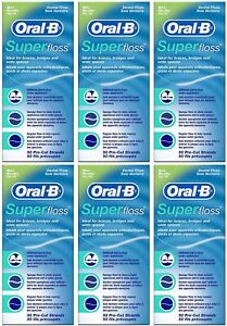 300 Oral-B Super Floss Pre-Cut Strands Dental Floss Mint, 50ct each  (pack of 6)