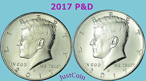 2017 P&D KENNEDY HALF DOLLAR SET CLAD TWO COINS SET UNCIRCULATED
