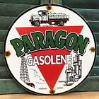 VINTAGE PARAGON GASOLENE PORCELAIN GAS OIL PUMP PLATE STATION SIGN GASOLINE