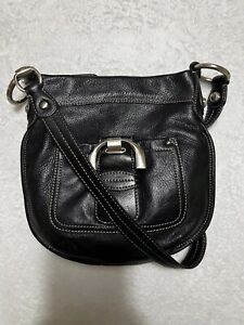 B. Makowsky Pebbled Leather Crossbody Bag Shoulder Purse Black Women’s EUC