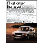 1984 VW Volkswagen Rabbit 4 Door Hatchback Vintage Print Ad 80s Wall Art Photo