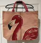 Flamingo Bird Beach Grocery Tote Purse Large Bag Canvas Handle Beach Never Used