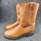Justin Conductor 4762 Work Boots Mens 10.5 EE Brown Leather Mid-Calf Zip Pull On