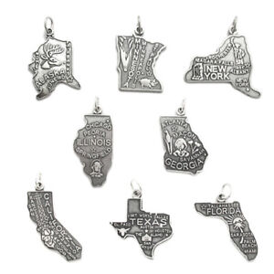 925 Sterling Silver State Charm (All 50 States available) Choose your state
