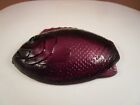 Vintage LG Wright Amethyst Glass Fish Candy Trinket Box Replacement LID ONLY