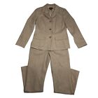 Pendleton Wool Silk 2 Piece Pants Blazer Suit Set Women's 8 Tan Brown 3 Button