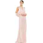 MAC DUGGAL NWOT Women's Pink Plunge Neck Long Sleeve Satin Sheath Gown Size 10