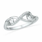 10k White Gold Womens Round Diamond Infinity Knot Ring 1/20 Cttw