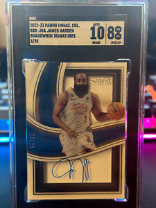 James Harden (3/25) Shadowbox Sig Auto On-Card SGC 8/10 NM-MT 2022-23 Immaculate