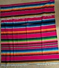 Vintage Mexican Serape Saltillo style blanket 80 X 55 1960