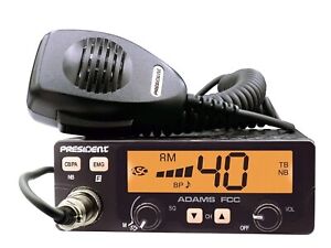 President Adams FCC CB Radio. Large LCD with 7 Colors, Programmable EMG Channel