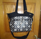 JJ COLE collections diaper bag Black & White, wipe clean surface w/pad
