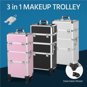 Professional Rolling Makeup Train Case Cosmetic Trolley Makeup Storage Organizer