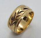 14K YELLOW GOLD WEDDING BAND WOMENS LEAF RING SIZE 6