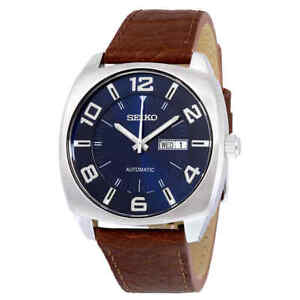 Seiko Recraft Automatic Blue Dial Brown Leather Men's Watch SNKN37