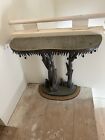 Unique Custom-Made Wood & Metal Fruit Tree Branch Table W/ Snail On Base