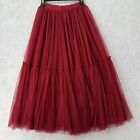 Gothic Red Long Tulle Skirt Maxi MEDIUM Layered Goth Victorian Witchy Puffy