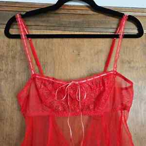Red Mesh Milkmaid Lingerie Top Vintage y2k 00s Lace Victoria's Secret Small