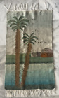Hand Woven Pictorial Wool Rug Tapestry Palm Tree Scene Vintage