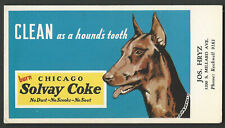 SOLVAY COKE Ink Blotter Joseph HRYZ Chicago Three-color printed blotter advertis