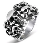 Vintage Silver Color Skull Rings for Men Hip Hop Punk Jewelry Biker Ring Sz 7-13
