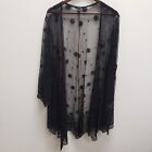 Torrid Womens Mesh Lace Embroidered Cardigan Size 5X Black Long Sleeve Floral