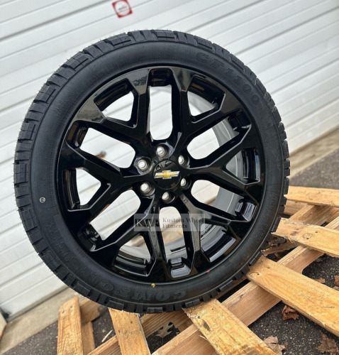 4 NEW - 22x9 Chevy Snowflake Wheels Gloss Black Silverado/tahoe/suburban CK156