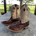 Mens Distressed Justin BR 776 Tan & Brown Leather Square Toe Boots Size 11 D