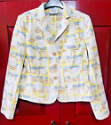 AKRIS PUNTO size 6 polka dot stripes jacquard cotton blend jacket blazer MINT