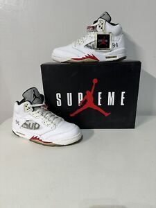 Size 10.5 - Supreme x Air Jordan 5 Retro White