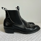 Vintage Boulet Men Leather Black Dress Cowboy Boots Slip Ons City Chic Size 9.5