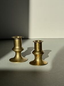 Vintage Almost 2.5”-2.25” Brass Plated Candle Stick Holder Set Pair
