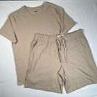 Goodfellow & Co Men's Short Sleeve Pajama Set 2pc Tan L