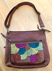 Fossil Multicolor Patchwork Leather Suede Pocket Boho Crossbody Bag
