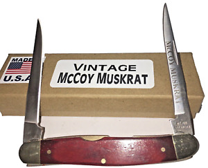 Vintage McCoy Muskrat Red  Bone Folding Pocket Knife  U.S.A.   Mt. Ida, Ark.