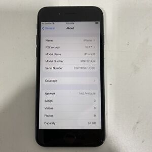 Apple iPhone 8 - 64GB Black (Unlocked) A1863 (CDMA + GSM) Bat. Health 90% A718