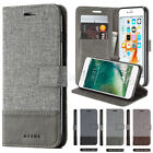 Luxury Canvas Leather Magnetic Wallet Card Flip Stand Case Cover For Cell Phones