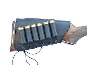 Shotgun Ammo Shell Butt Stock Holder Cover Cheek Rest Padded Real Leather Suede