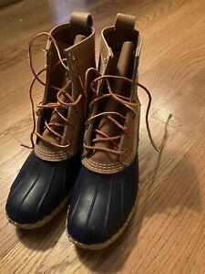L.L. BEAN Boots Women's Size 9 Hunting Leather Rubber Rain Lace Up