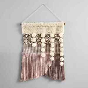 LARGE West Elm X Pottery Barn Woven Wall Hanging Blush Pink Tapestry NEW in BOX