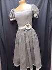 Vintage 1940's 50's Black & White Cotton & Chiffon Party Dress Size S/XS