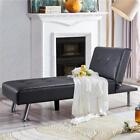 Convertible Faux Leather Chaise Lounge Futon Sleeper Daybed Recliner Bed