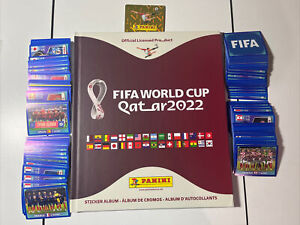 BLUE PARALLEL Panini World Cup Qatar 2022 HARDCOVER ALBUM + COMPLETE STICKER SET