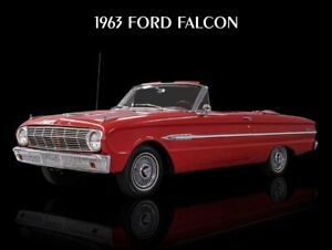 1963 Ford Falcon Convertible in Red NEW METAL SIGN: 9 x 12