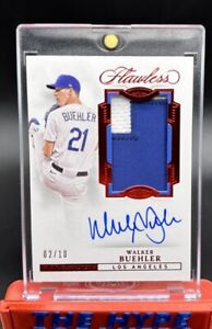 02/10 Walker Buehler Patch AUTO RUBY 2022 Panini Flawless Relic LA Dodgers