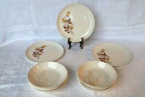 Taylor Smith & Taylor TS&T Yellow Rose Buds Versatile Salad Plates Cereal Bowls