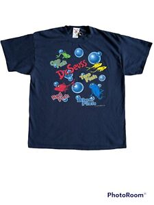 Vintage 1999 Dr Seuss One Fish Two Fish Red Fish Blue Fish T Shirt Size XL